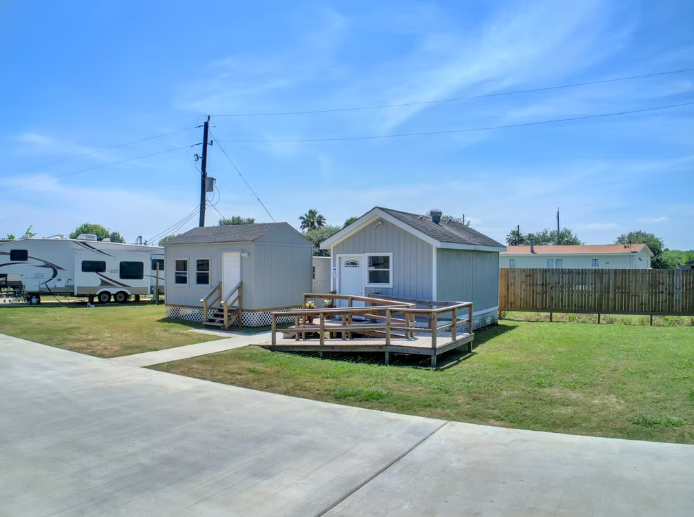 Amenity building exterior with laundry and restrooms