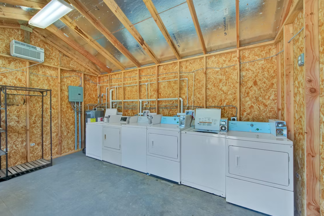 On-site laundry facility with washers and dryers