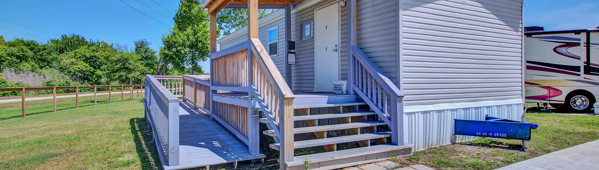 Office building with accessible ramp and deck