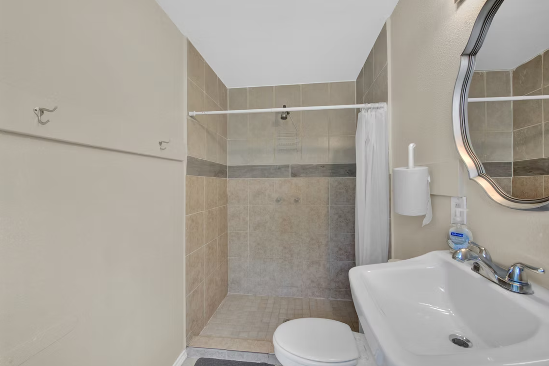 Private shower room with tile